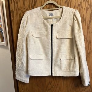 Worthington Moto Blazer with Puff Sleeves, Black Zippers | Size 2X